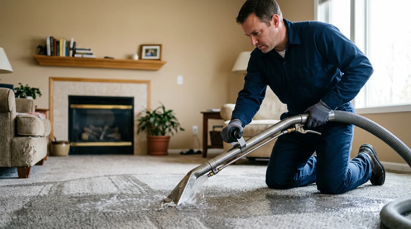 Water damage restoration technician working near Ecru, MS